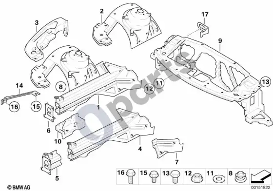 BMW Z4 E85 E86 ratų arka/variklio atrama (Z4 E85 z42.0i) – schema