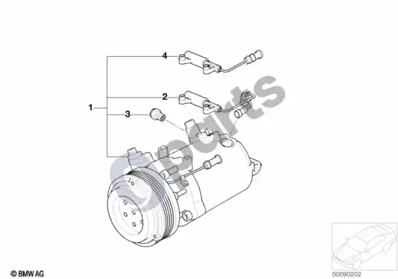 BMW Z4 E85 E86 RP oro kondicionieriaus kompresorius – schema
