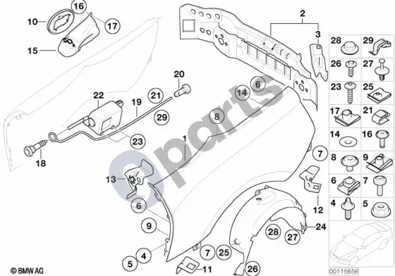 BMW Z4 E85 E86 šoninė apdaila/galinė apdaila – schema