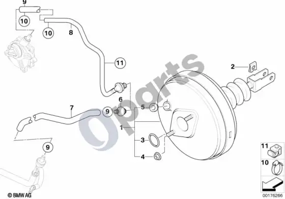 BMW Z4 E85 E86 stabdžių stiprintuvo vakuumas (Z4 E85 z42.0i) – schema