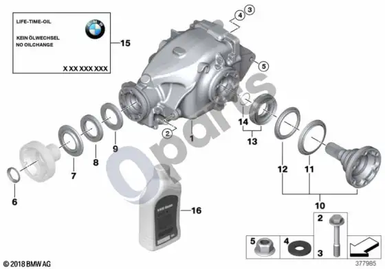 BMW Z4 E85 E86 diferencialo pavara / išėjimas – schema