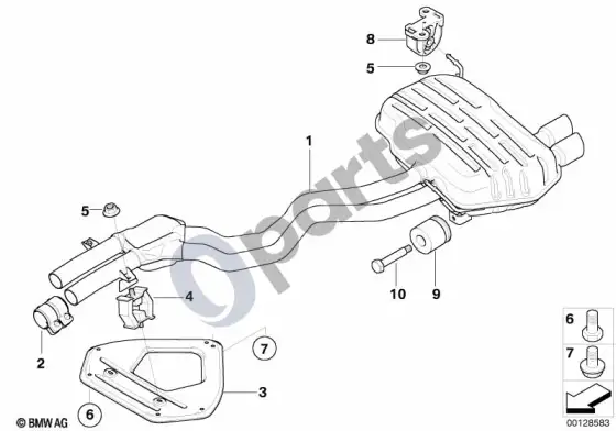 BMW Z4 E85 E86 išmetimo sistema, galinė (Z4 E85 z42.2i) – schema