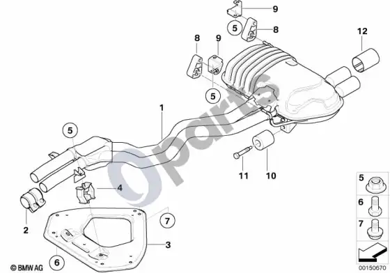 BMW Z4 E85 E86 išmetimo sistema, galinė (Z4 E85 z42.5si) – schema