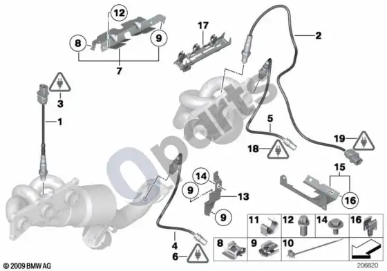 BMW Z4 E85 E86 lambda zondo tvirtinimo detalės (Z4 E85 z43.0si) – schema