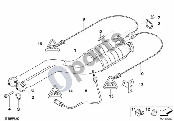 BMW Z4 E85 E86 katalizatorius/priekinis duslintuvas (Z4 E85 z4m3.2) – schema