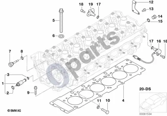BMW Z4 E85 E86 cilindrų galvutės pritvirtinamos detalės (Z4 E85 z4m3.2, Z4 E86 z4m3.2) – schema