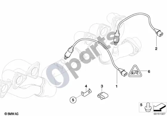 BMW Z4 E85 E86 lambda zondo tvirtinimo detalės (Z4 E85 z4m3.2, Z4 E86 z4m3.2) – schema