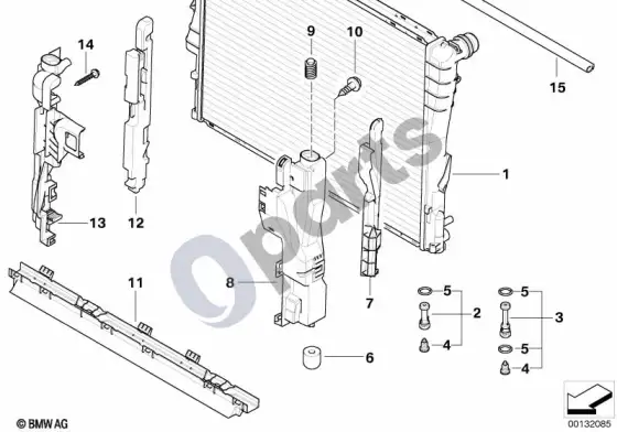BMW Z4 E85 E86 radiatoriaus tvirtinimo detalės (Z4 E85 z4m3.2, Z4 E86 z4m3.2) – schema