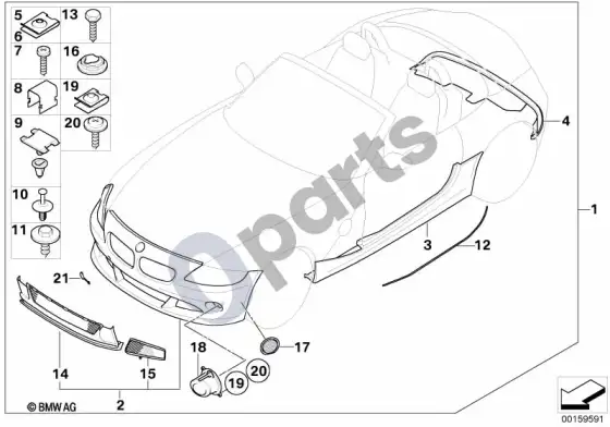 BMW Z4 E85 E86 aerodinaminis paketas (Z4 E86 z43.0si) – schema
