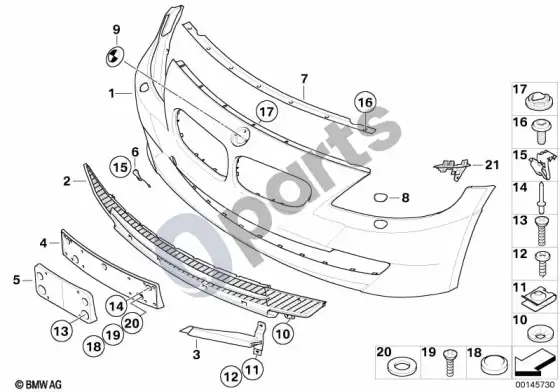 BMW Z4 E85 E86 apdailos skydelis, priekinis; 2006.01 - ... – schema