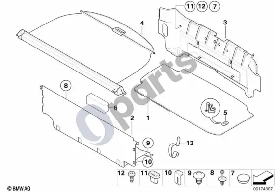 BMW Z4 E85 E86 bagažinės apdailos plokštė (Z4 E86 z43.0si) – schema