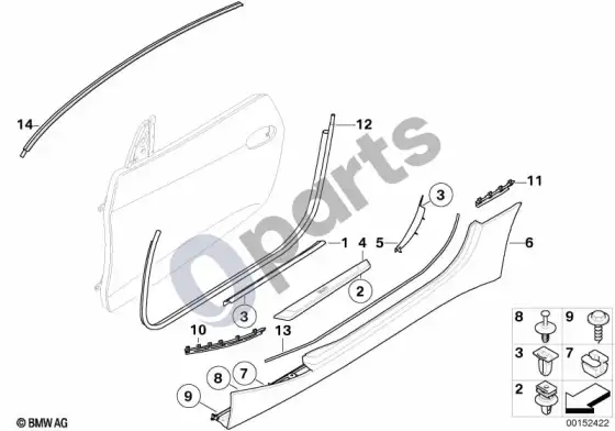 BMW Z4 E85 E86 dangtelis, įlipimo angos (Z4 E86 z43.0si) – schema