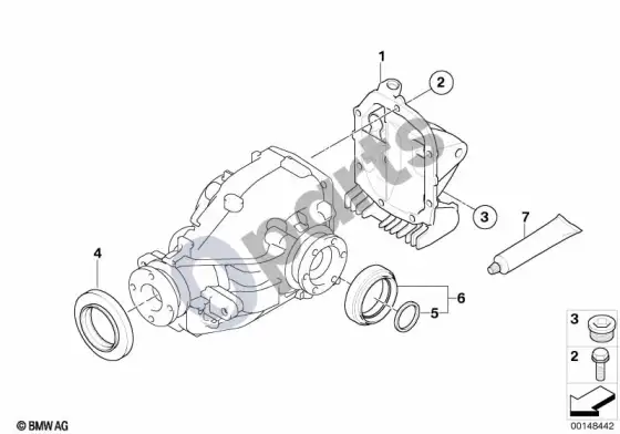 BMW Z4 E85 E86 galinės pavaros tarpiklių komplektas (Z4 E86 z43.0si) – schema