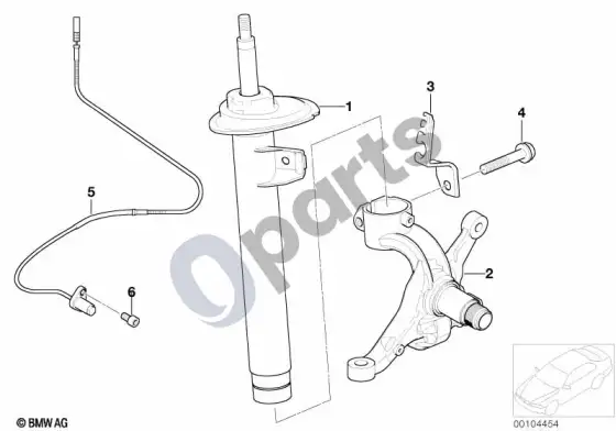 BMW Z4 E85 E86 priekinė amortizatoriaus statramė/amortizatorius (Z4 E86 z43.0si) – schema