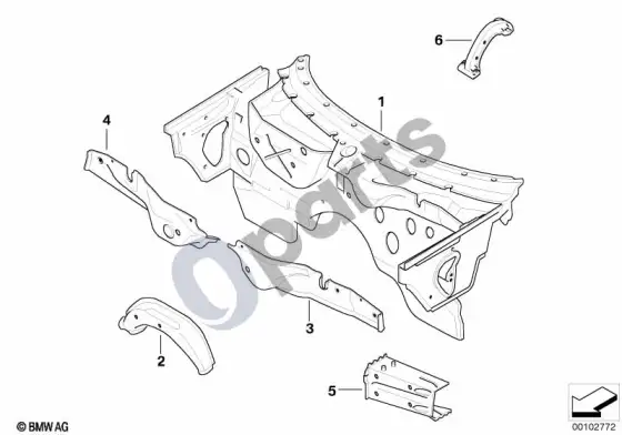 BMW Z4 E85 E86 purslų sienelės dalys (Z4 E86 z43.0si) – schema