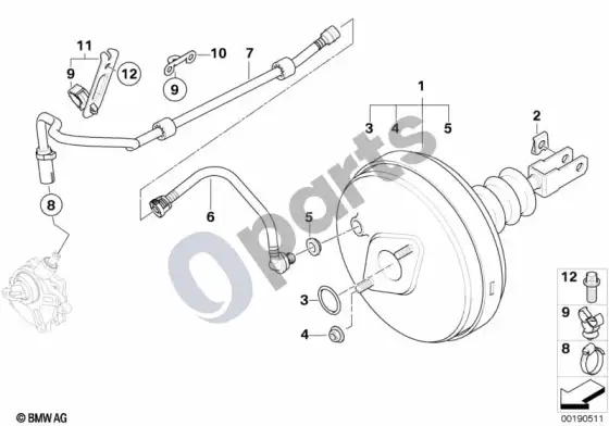 BMW Z4 E85 E86 stabdžių stiprintuvo vakuumas (Z4 E86 z43.0si) – schema
