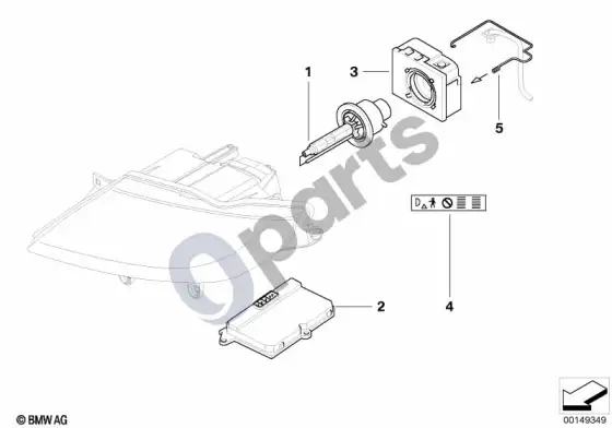 BMW Z4 E85 E86 žibintas, elektroninės dalys, ksenoninė šviesa – schema
