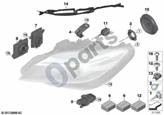 BMW Z4 E89 atskiros žibinto dalys – schema