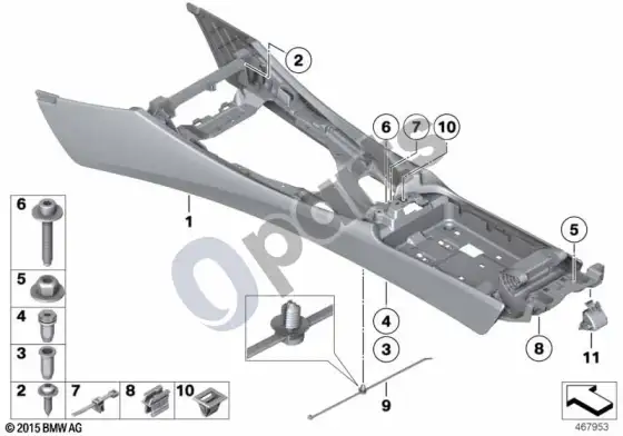 BMW Z4 E89 centrinė konsolė – schema