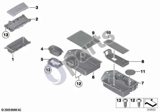 BMW Z4 E89 daiktadėžė, centrinė konsolė – schema