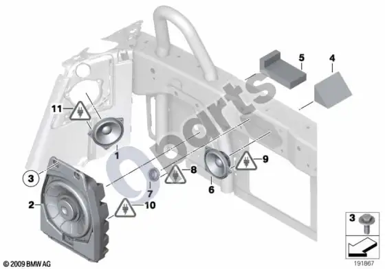 BMW Z4 E89 galinis garsiakalbis – schema