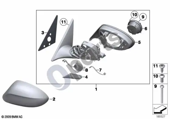 BMW Z4 E89 išorinis veidrodis – schema