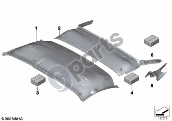 BMW Z4 E89 lubų apmušalas – schema