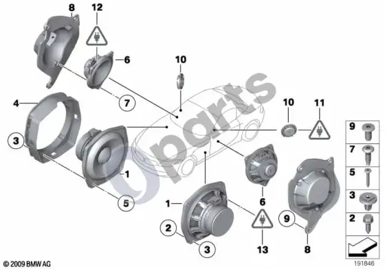 BMW Z4 E89 priekinis garsiakalbis – schema