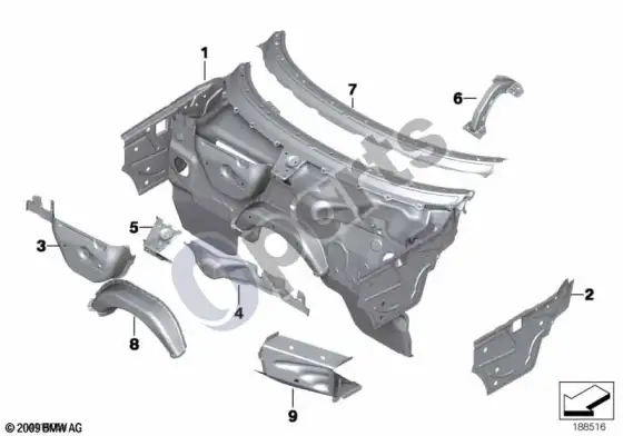 BMW Z4 E89 purslų sienelės dalys – schema