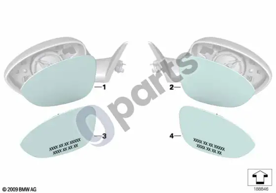 BMW Z4 E89 veidrodėlio stiklas – schema