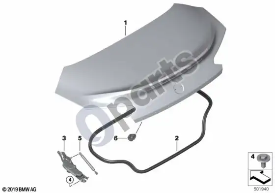 BMW Z4 G29 bagažinės dangtis – schema