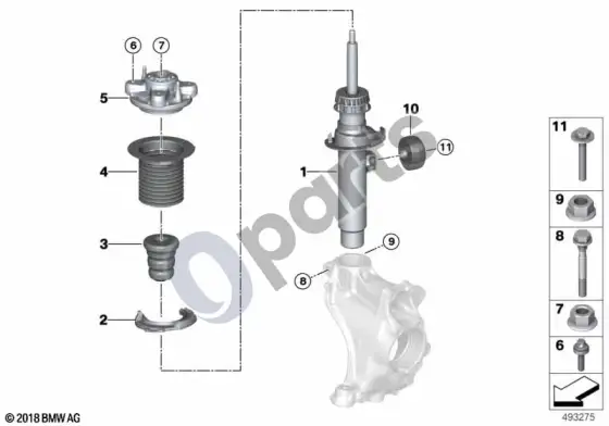 BMW Z4 G29 priekinė amortizatoriaus statramstis – schema