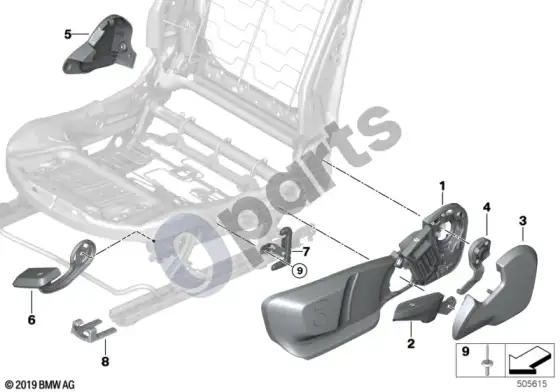 BMW Z4 G29 priekinių sėdynių apmušalai – schema