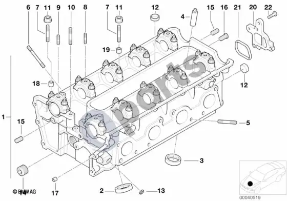 BMW Z8 E52 cilindrų galvutė – schema