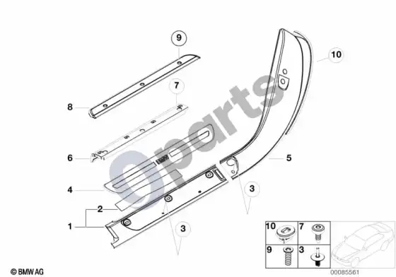 BMW Z8 E52 dangtelis, įlipimo angos – schema