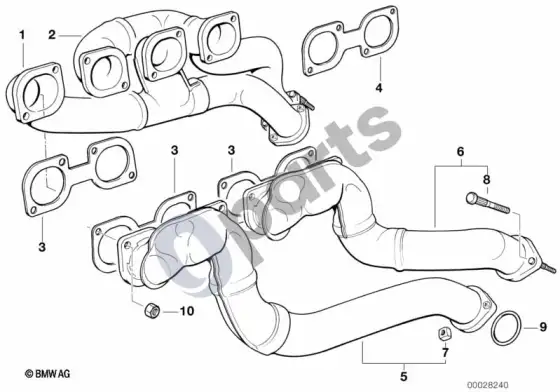 BMW Z8 E52 išmetimo kolektorius – schema