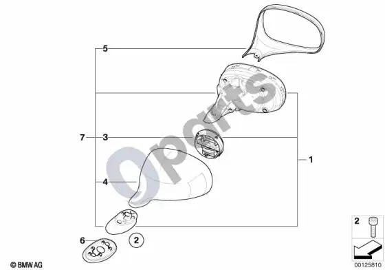 BMW Z8 E52 išorinis veidrodis – schema