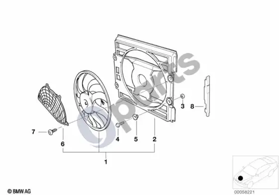 BMW Z8 E52 stumiamasis ventiliatorius – schema