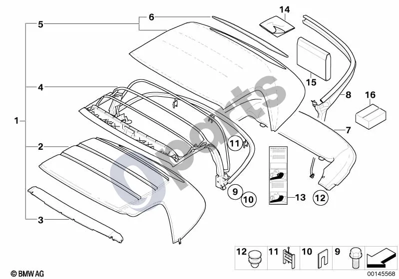 BMW Z8 E52 (1998–2003) Sulankstomas stogas, EH schema – pozicija 15: Apsauginė movа