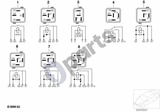 BMW Z8 E52 variklio relė – schema