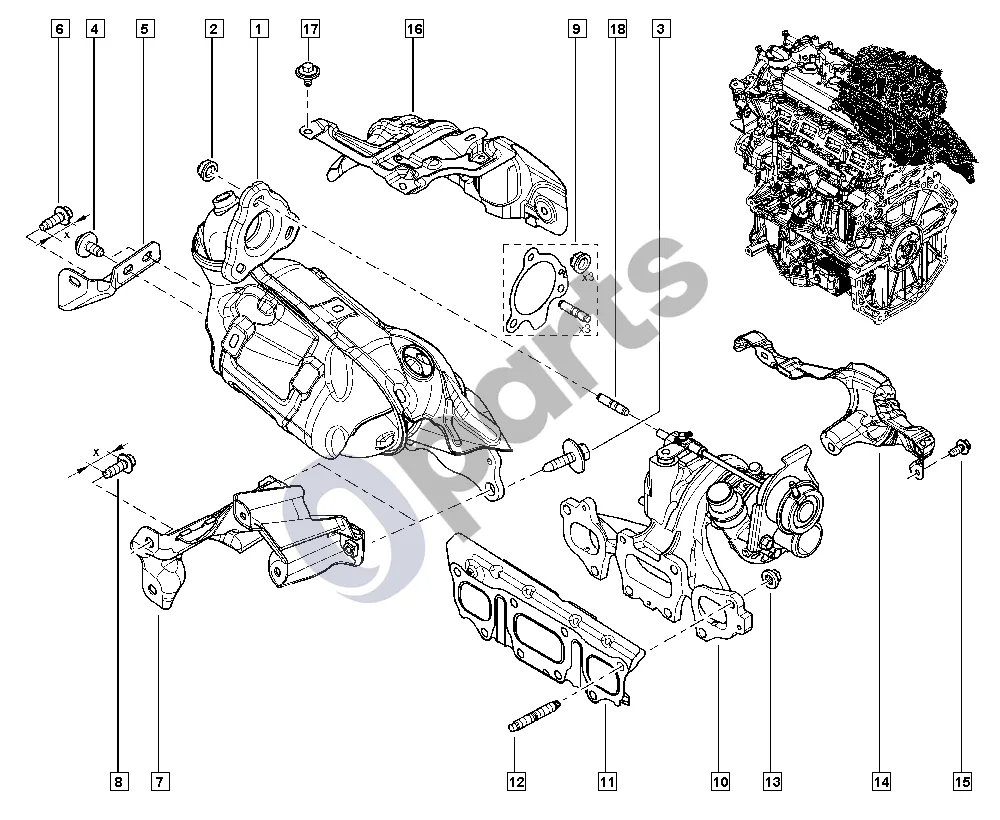 Dacia Dokker (2012–) Turbokompresorius (H5F) schema – pozicija 16: Turbokompresorius