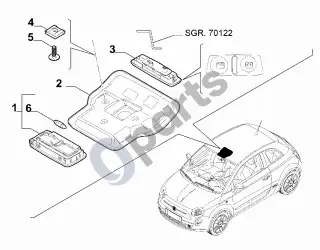Fiat 500 (2007–) Vidaus apšvietimas – schema