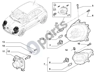 Fiat 500 (2007–) Išorinis apšvietimas – schema