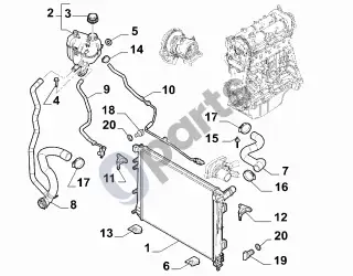 Fiat 500 (2007–) Radiatorius – schema