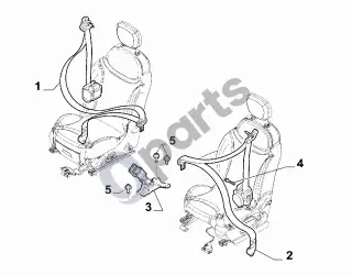 Fiat 500 (2007–) Trečios eilės saugos diržai – schema