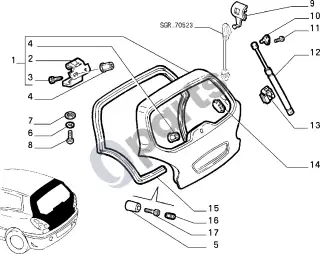 Fiat Bravo (2007–2014) Galinės durys – schema