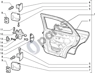 Fiat Bravo (2007–2014) Galinės šoninės durys – schema