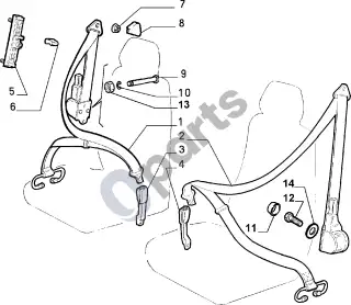 Fiat Bravo (2007–2014) Saugos diržai – schema