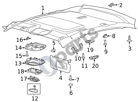 Ford Focus salono apdaila – stogas (1) – schema