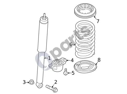 Ford Focus amortizatoriai ir komponentai (1) – schema